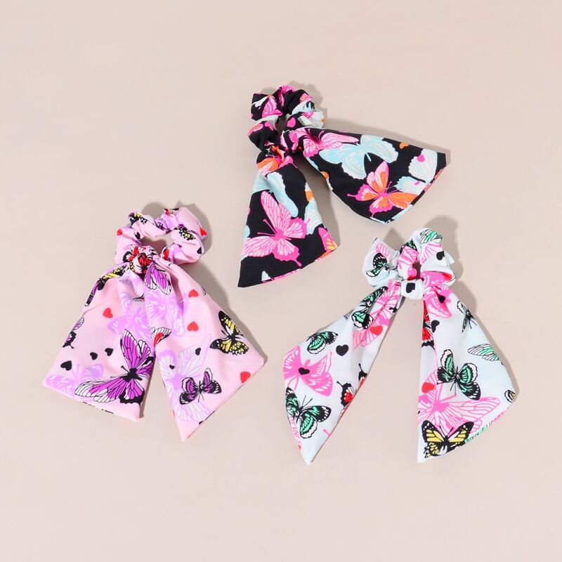 

3pcs Butterfly Scrunchie Scarf, Multicolor