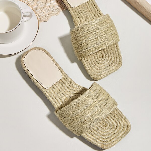 

Minimalist Espadrille Slide Sandals, Apricot