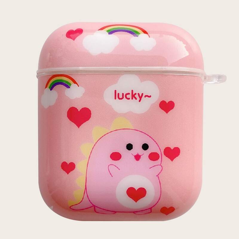 

Cartoon Dinosaur Earphone Case, Pink