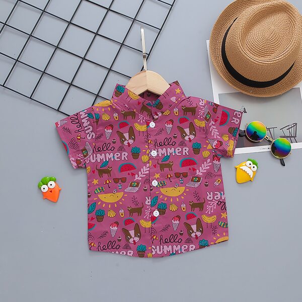 

Toddler Boy All Over Print Stand Collar Shirt, Multicolor