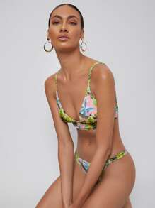 SHEIN Tropical Bikini For Summer Beach Vocation - Multicolor - View 9