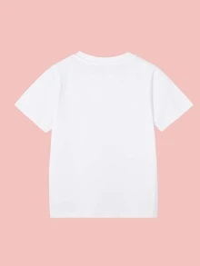 Camiseta De Hombro Caído Con Lema Gráfico Para Niñas - Blanco - Ver 2