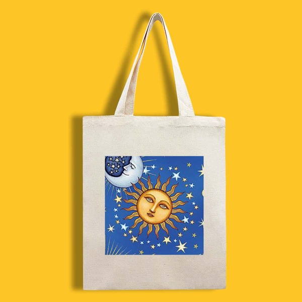 

Sun & Moon Graphic Shopper Bag, Beige