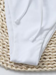 Cross Halter Thong Bikini Set Summer Beach - White - View 4