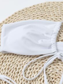 Cross Halter Thong Bikini Set Summer Beach - White - View 5