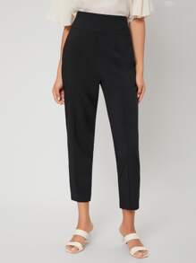 SHEIN Quần Dây kéo màu trơn Thanh lịch - màu đen - Xem 6