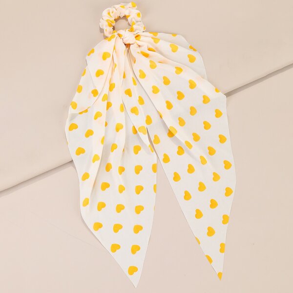 

Heart Print Scarf Hair Tie, Yellow