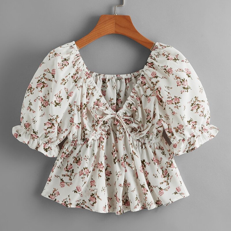 

Ditsy Floral Frill Crop Top, Multicolor