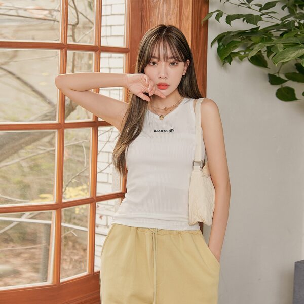 

Letter Graphic Tank Top, White