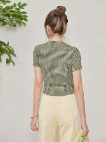 DAZY Gingham Button Up Shirt Summer,Crop Tops Women - Multicolor - View 2