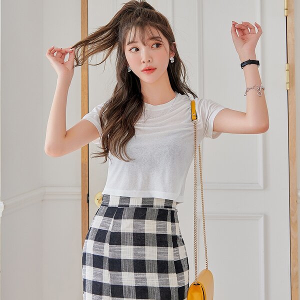 

Split Hem Crop Tee, White