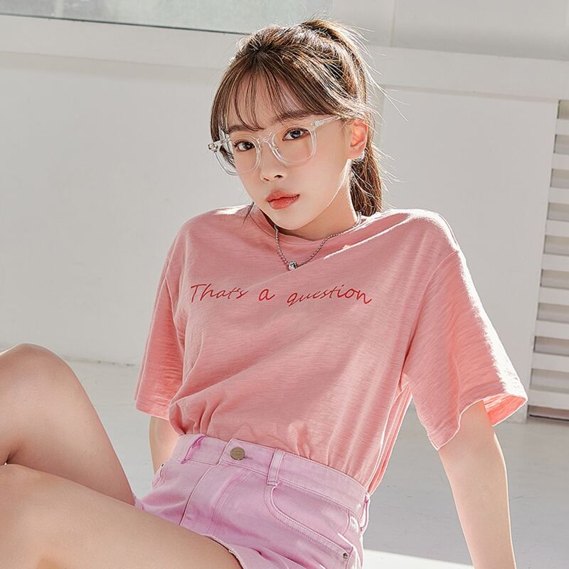 

Slogan Graphic Drop Shoulder Tee, Coral pink