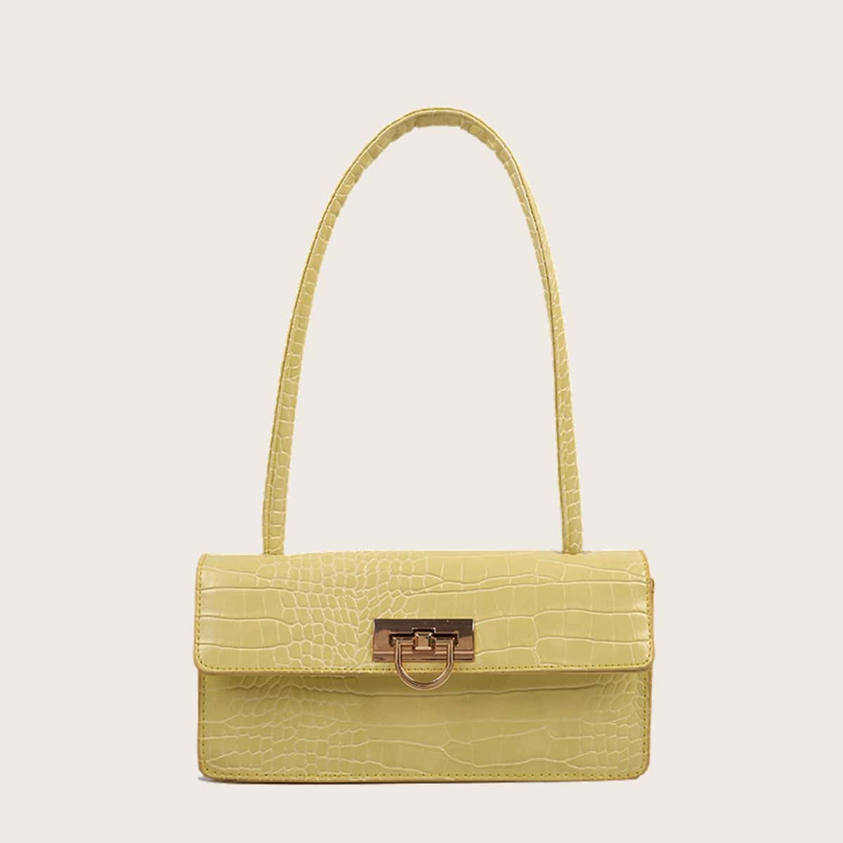 

Croc Embossed Baguette Bag, Yellow