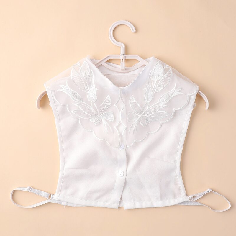 

Floral Embroidery Dickey Collars, White