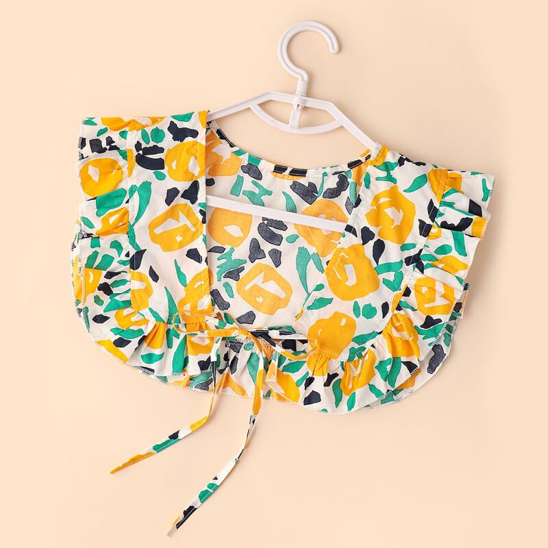 

Floral Ruffle Trim Dickey Collar, Yellow