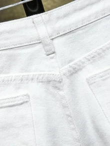 Manfinity 男士破洞百慕大牛仔短褲 - 白色 - 查看 3