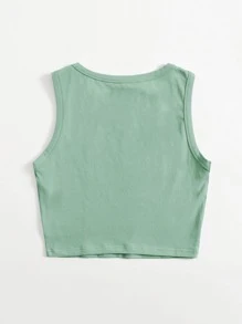 Muchica 素色短版背心上衣 - 薄荷綠 - 查看 2