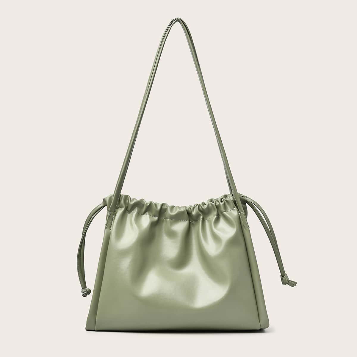 

Solid Drawstring Tote Bag, Green