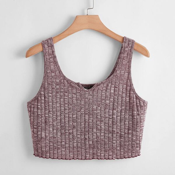 

Plus Space Dye Notched Crop Tank Top, Multicolor