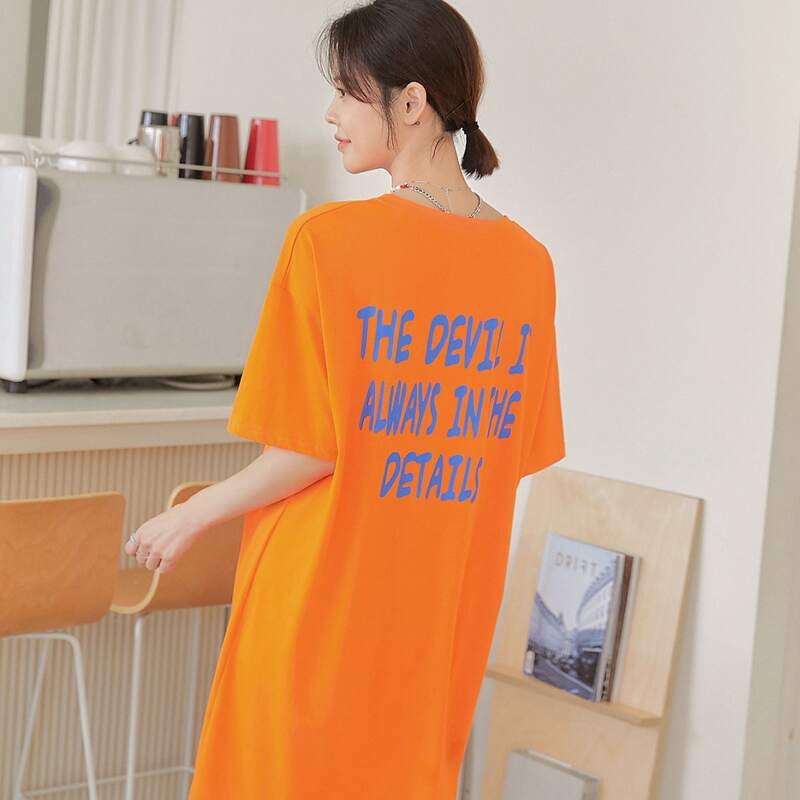 

Letter Graphic Drop Shoulder Tee Dress, Orange
