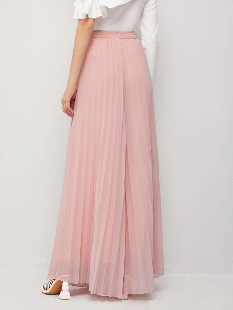 SHEIN Wide Leg Pleated Pants - Baby Pink - View 2