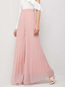 SHEIN Wide Leg Pleated Trousers - Baby Pink - View 3