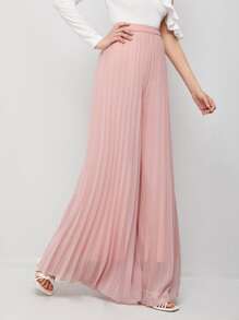 SHEIN Wide Leg Pleated Trousers - Baby Pink - View 4