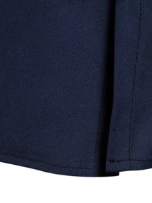 Manfinity Mode 男士素色紐扣門襟襯衫 - 藏蓝色 - 查看 3