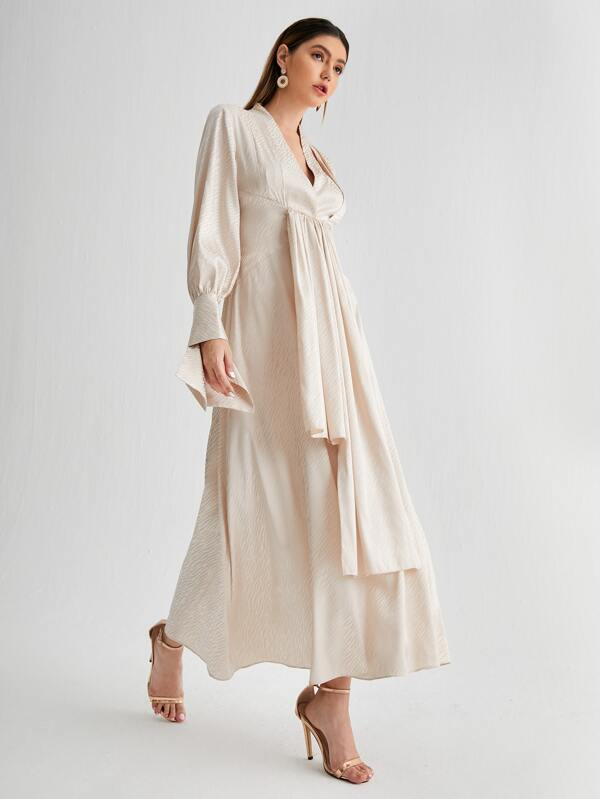 SHEIN Modely Fold Pleated Draped Front Dress SHEIN USA