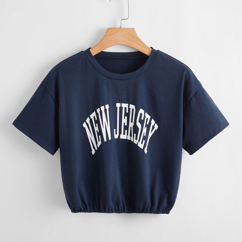 

Letter Crop Tee, Navy blue