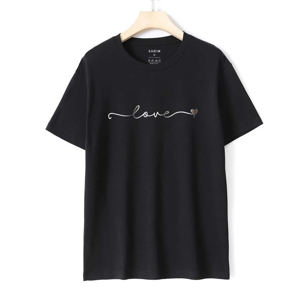 

Heart And Letter Graphic Tee, Black