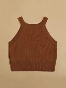 SHEIN EZwear Top tejido halter de canalé