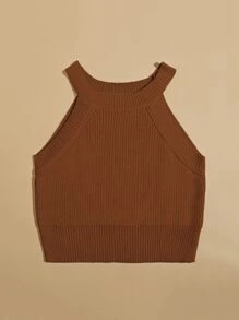 SHEIN EZwear Top tejido halter de canalé
