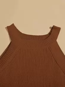 SHEIN EZwear Top tejido halter de canalé