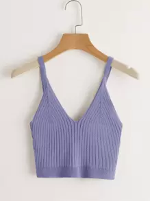 Muchica 素色羅紋針織吊帶上衣 - 紫羅蘭色 - 查看 1