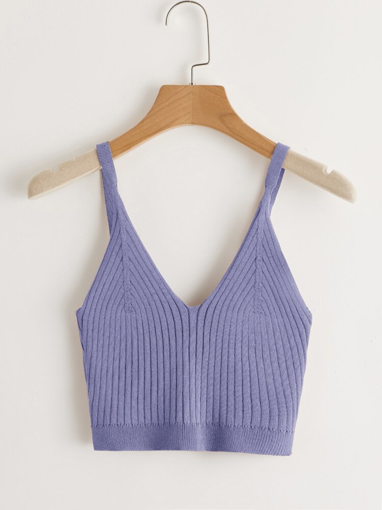 Muchica Top Camisero De Punto De Canalé Liso - Morado Violeta - Añade 1