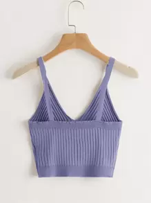 Muchica 素色羅紋針織吊帶上衣 - 紫羅蘭色 - 查看 2