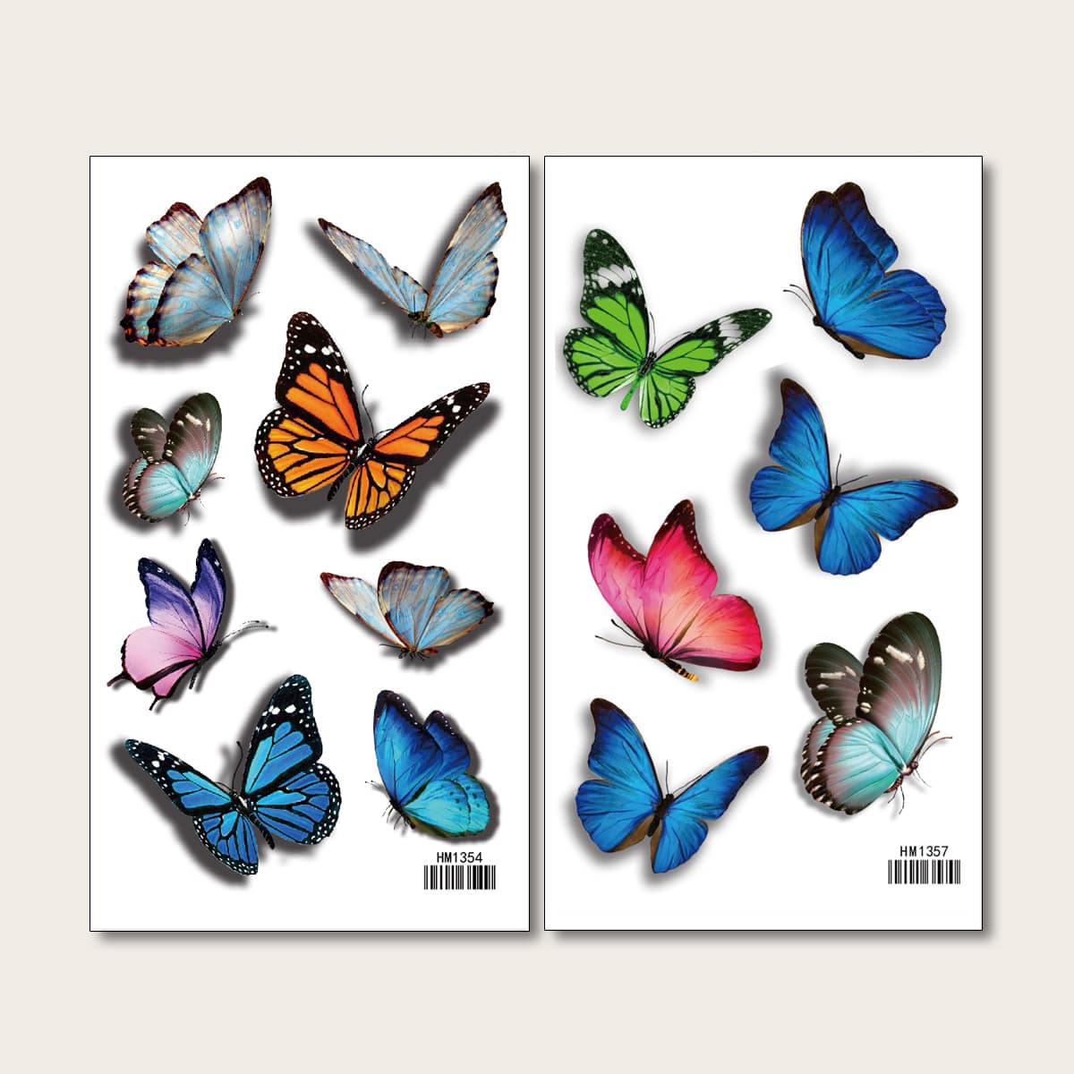 

2sheets Butterfly Pattern Tattoo Sticker, Multicolor