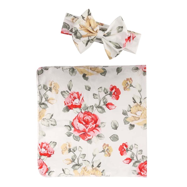 

Newborn Girl Floral Print Photography Prop With Headband, Multicolor