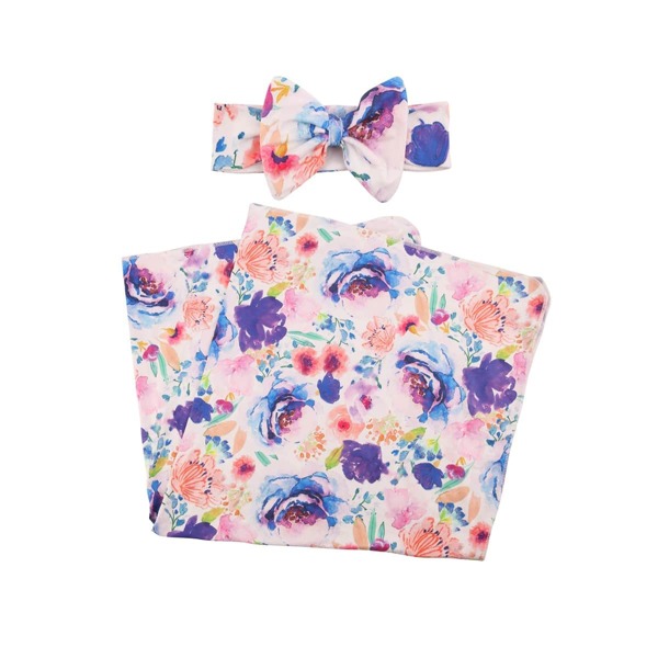 

Newborn Girl Floral Print Photography Prop With Headband, Multicolor
