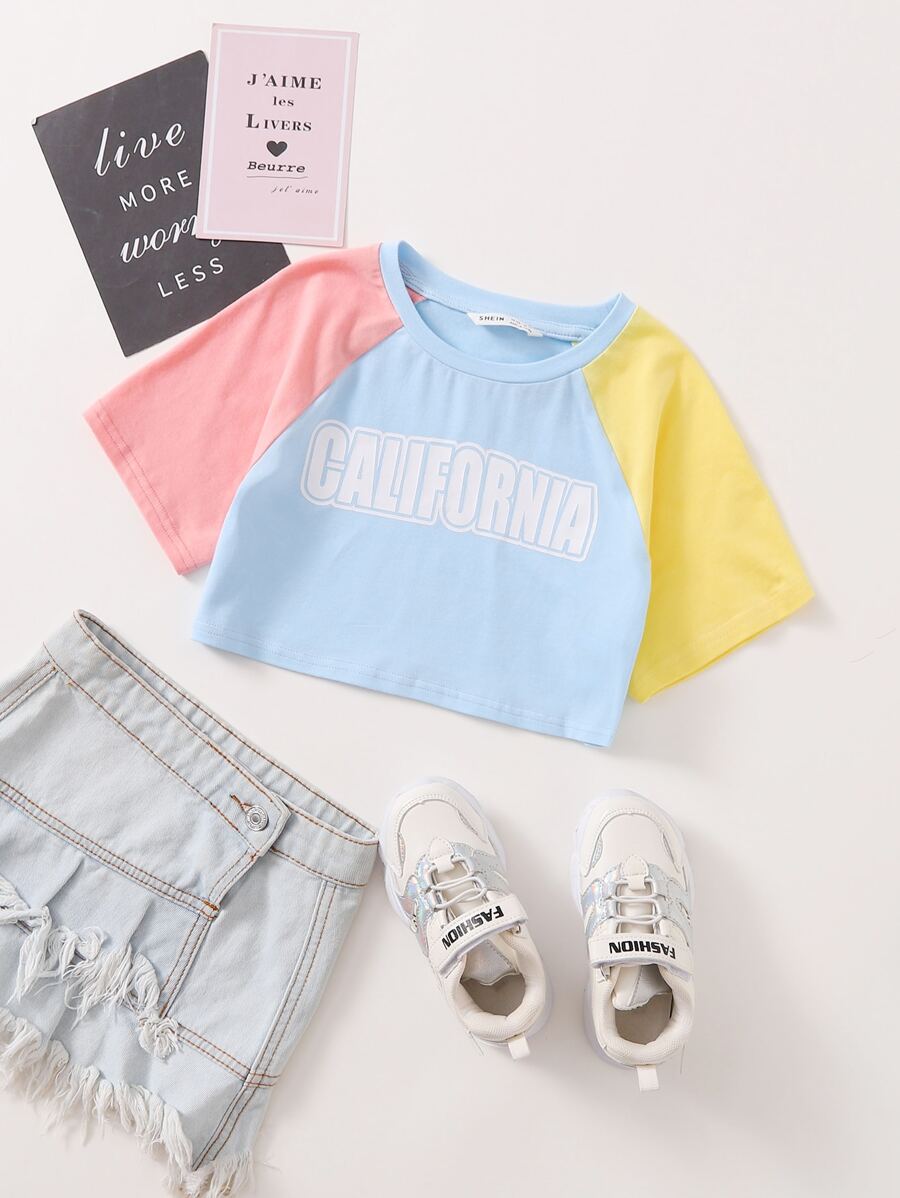 SHEIN Tops con gái Lá thư Sẵn sàng - Nhiều màu - Xem 1