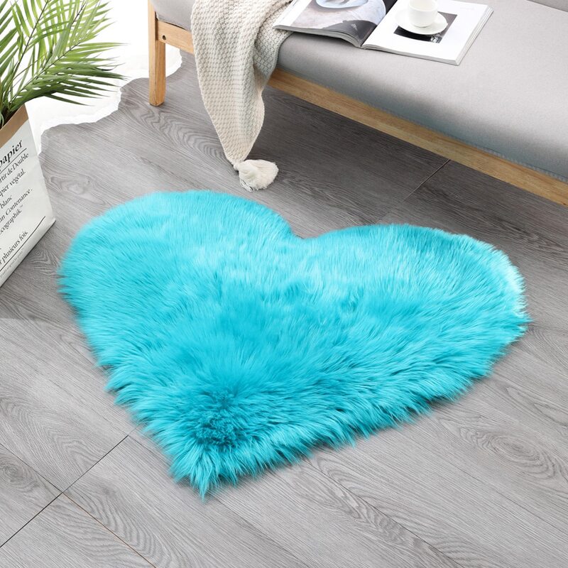 

Heart Shaped Plush Rug, Blue