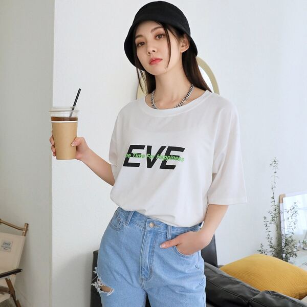 

Slogan Graphic Drop Shoulder Tee, White