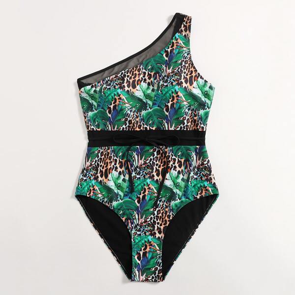 

Plus Leopard & Tropical One Piece Swimsuit, Multicolor