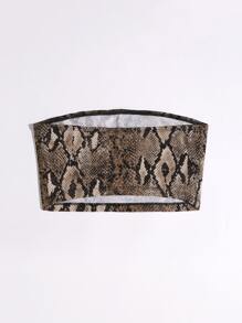 SHEIN Essnce Snakeskin Print Crop Tube Top - Multicolor - View 2