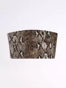 SHEIN Essnce Snakeskin Print Crop Tube Top - Multicolor - View 3