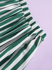 SHEIN 女孩鳳梨和印花上衣和雙色條紋半身裙套裝 - 彩色 - 查看 3