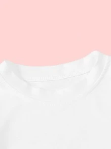 SHEIN Camiseta Con Impresión De Dibujos Animados De Niña Joven - Blanco - Ver 3