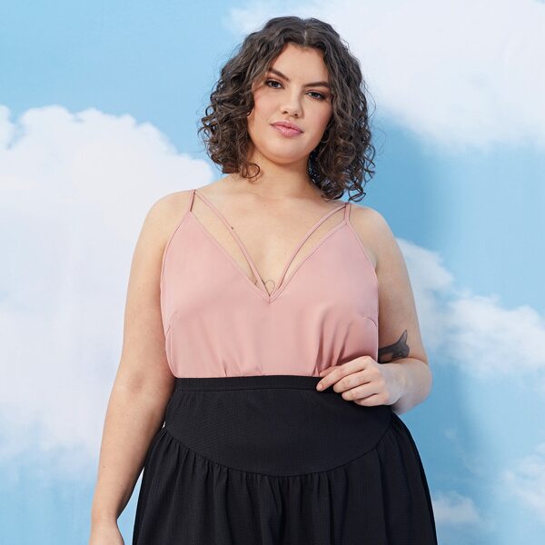 

Plus Solid Cut Out Cami Top, Dusty pink