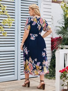 SHEIN Vestidos Tallas Grandes Floral Sencillo - Multicolor - Ver 2